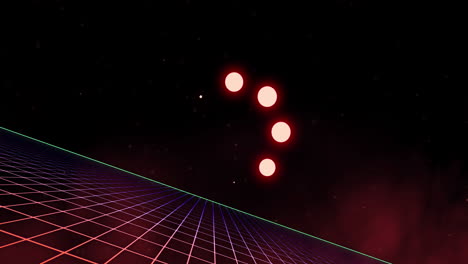animación de puntos blancos, procesamiento de datos sobre cuadrícula y fondo oscuro