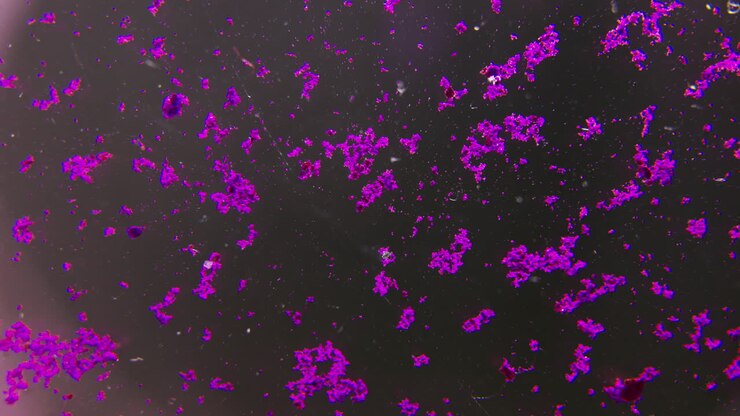 Microscopic View of Purple Particles