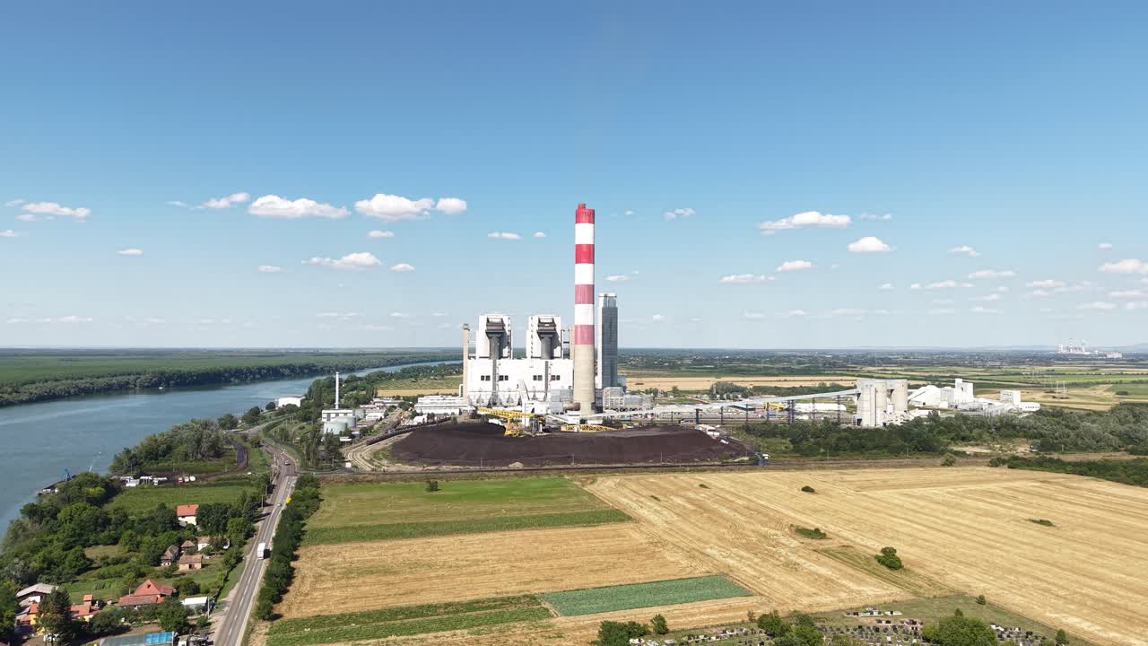 Aerial View of a Coal-Fired Power Plant