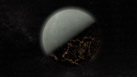 planeta alienígena con luces de la ciudad
