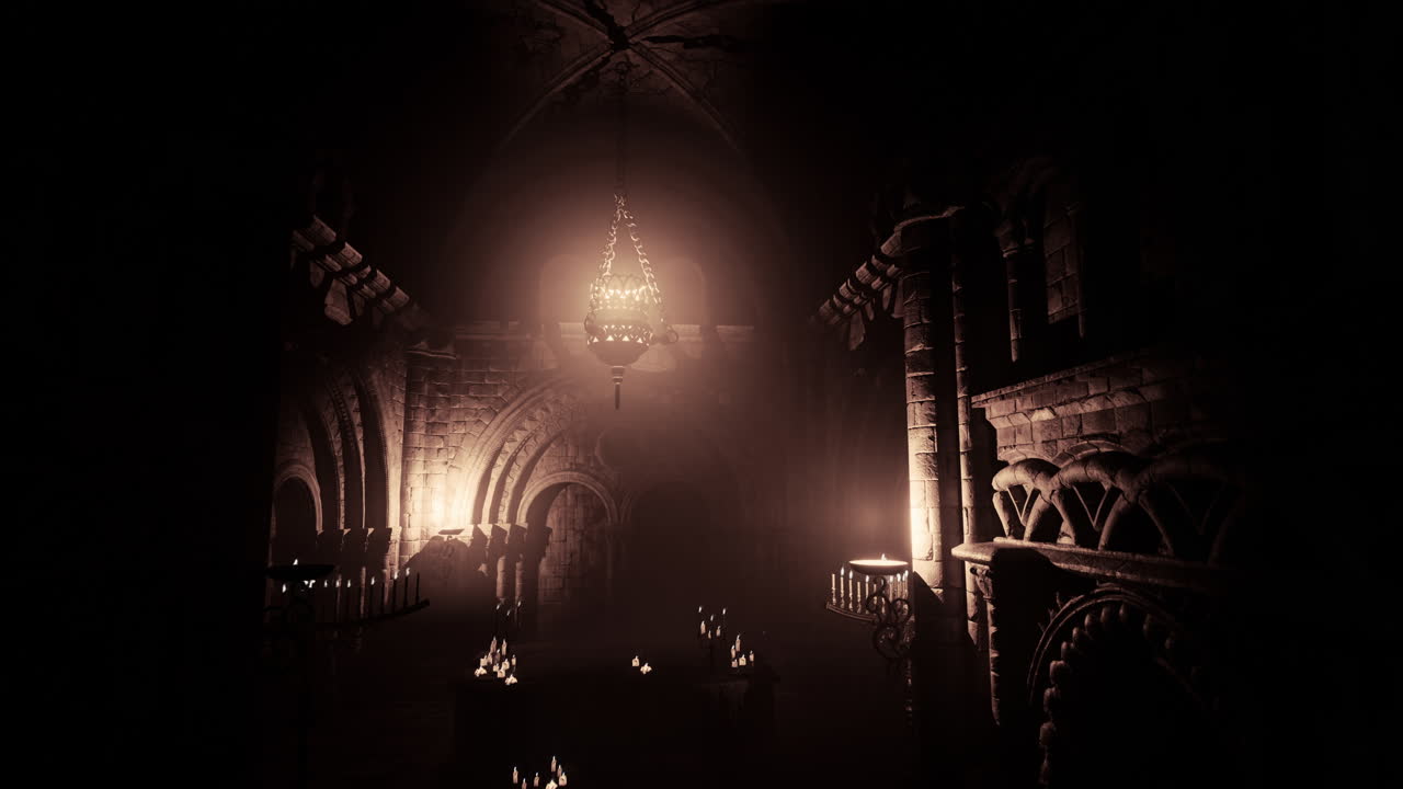 어고 우울한 고 양식의 교회 내부