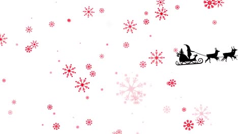 animación de santa en trineo con renos sobre fondo blanco