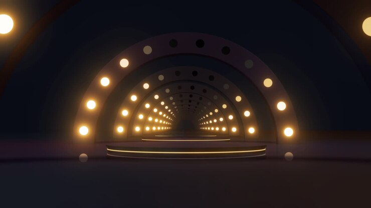 3D Rendered Glowing Tunnel Archway