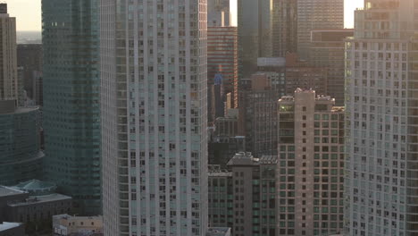 aerial view of skyscrapers in long island city, queens. shot on a summer morning in new york city