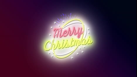 animation of merry christmas neon text over christmas decoration on black background
