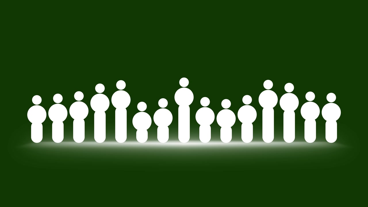 Abstract Animation of White Human Figures Moving on Green Background