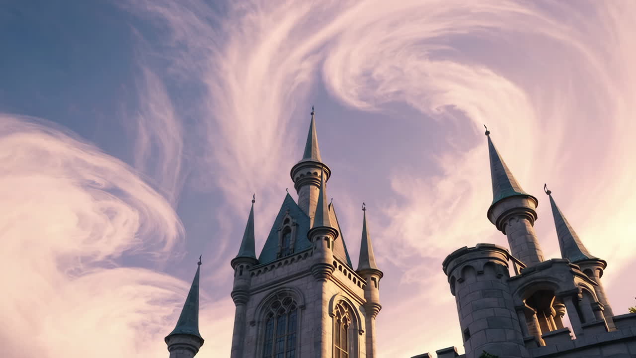 Majestic Fantasy Castle Under a Swirling Sky