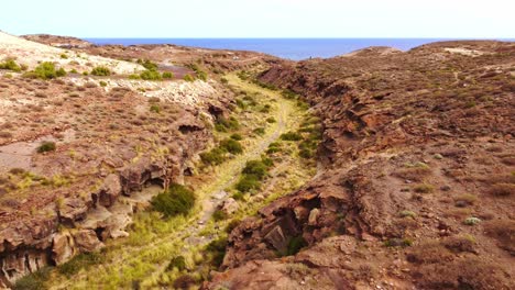 Aerial-view-over-natural-dry-riverbed