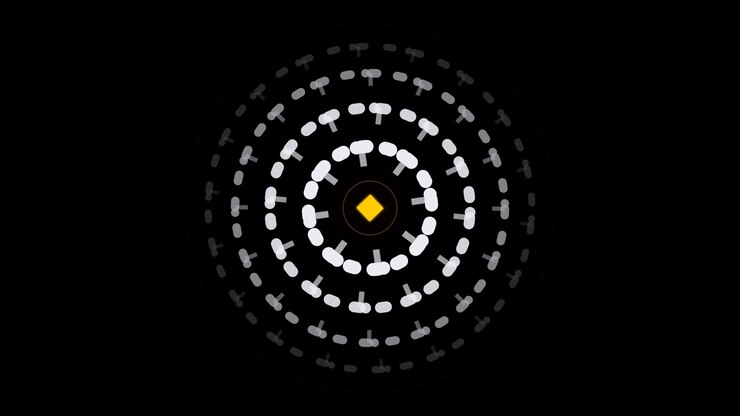 Abstract Circular Motion Graphic with Pulsing Geometric Shapes