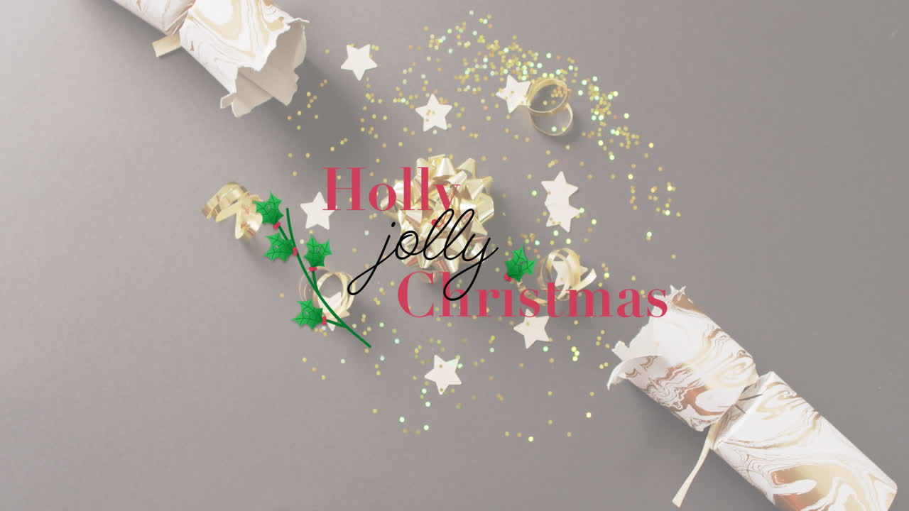 크리스마스 축하 문자의 애니메이션 크리스마스 장식 위에 텍스트