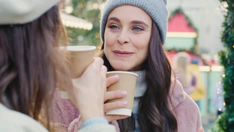 handheld view of women having good coffee and fun together