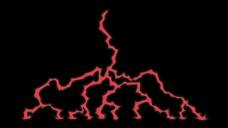 Animazione fulmine rosso isolato su sfondo nero