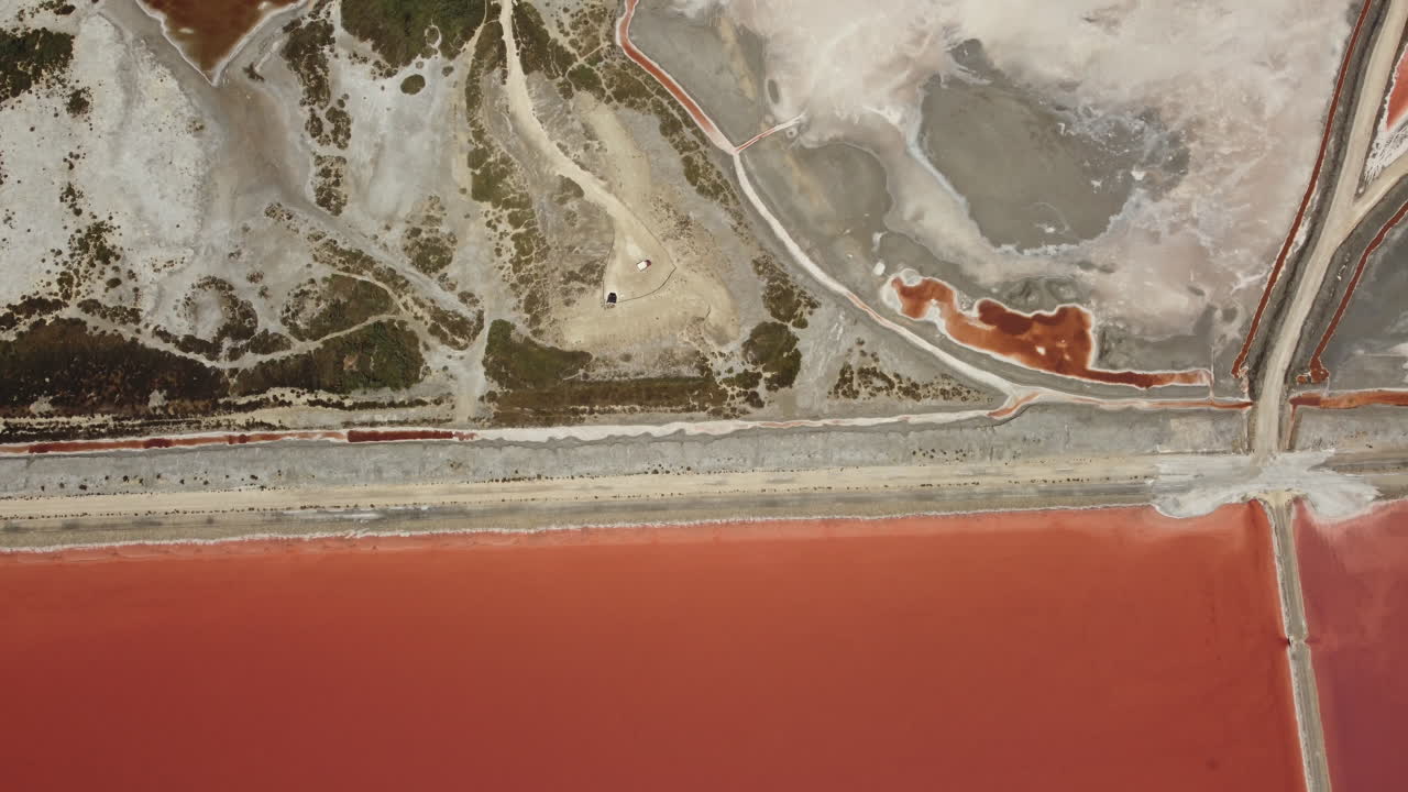Aerial view of colorful salt flats