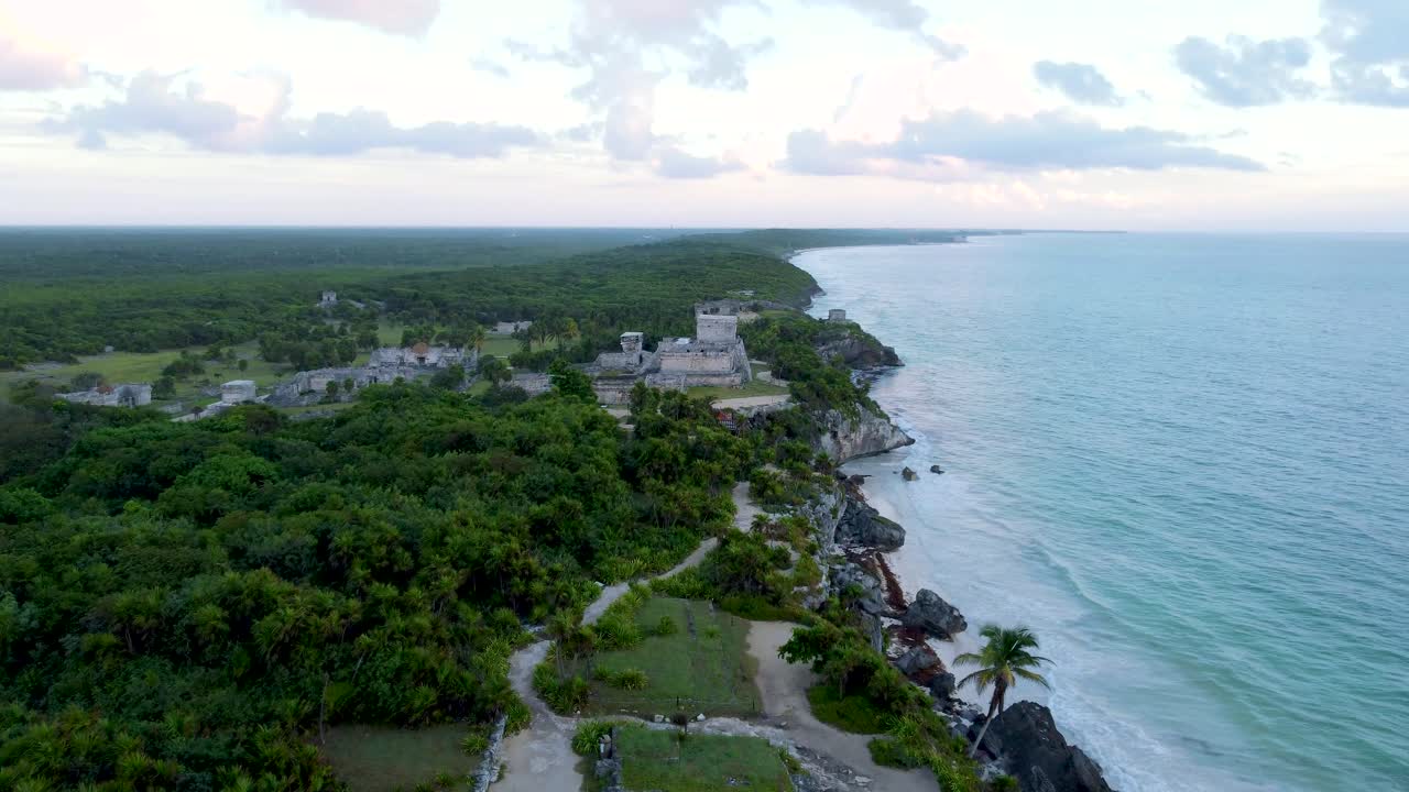 tulum mexico, mar caribe, playa, atardecer, vista aerea