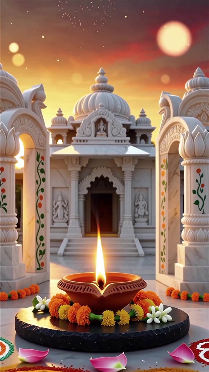 Sfondo del Festival Diwali con lanterne e decorazioni tradizionali Diyas.