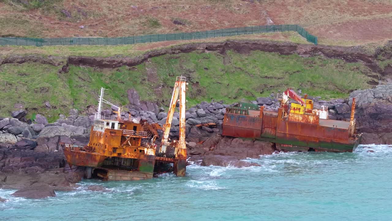 4K Cinematic drone footage of the mysterious Ghost Ship MV Alta stranded along the Cork coastline. Co.Cork - Ireland_2