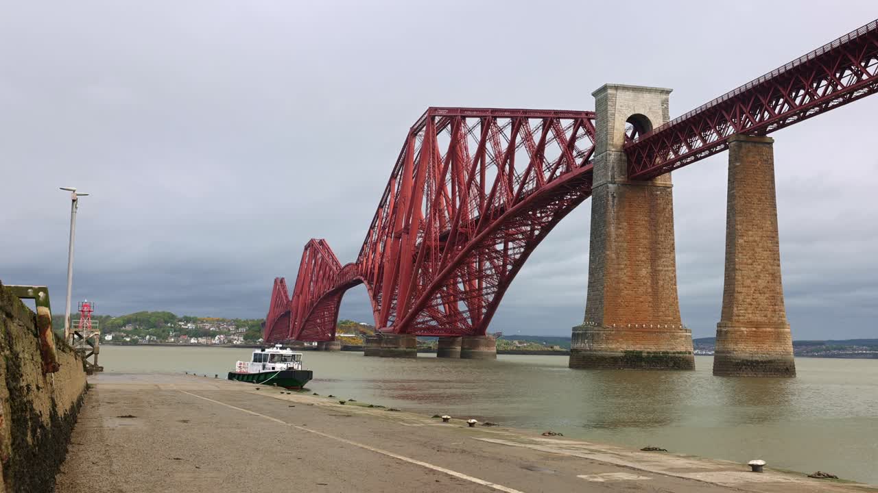 one of the famous Queensferry bridge crossings on a rainy overcast day