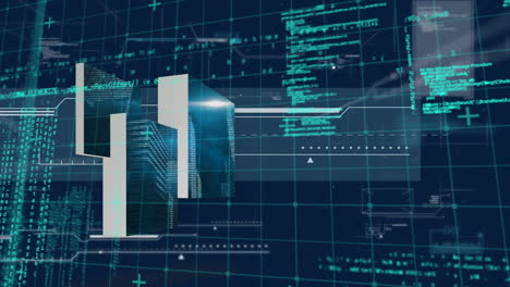 digital animation of interface with data processing against blue background