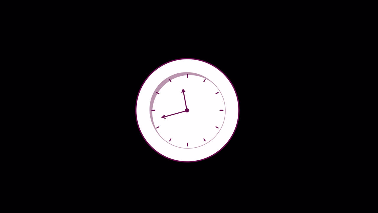 Orologio animato che ticchetta su sfondo nero.