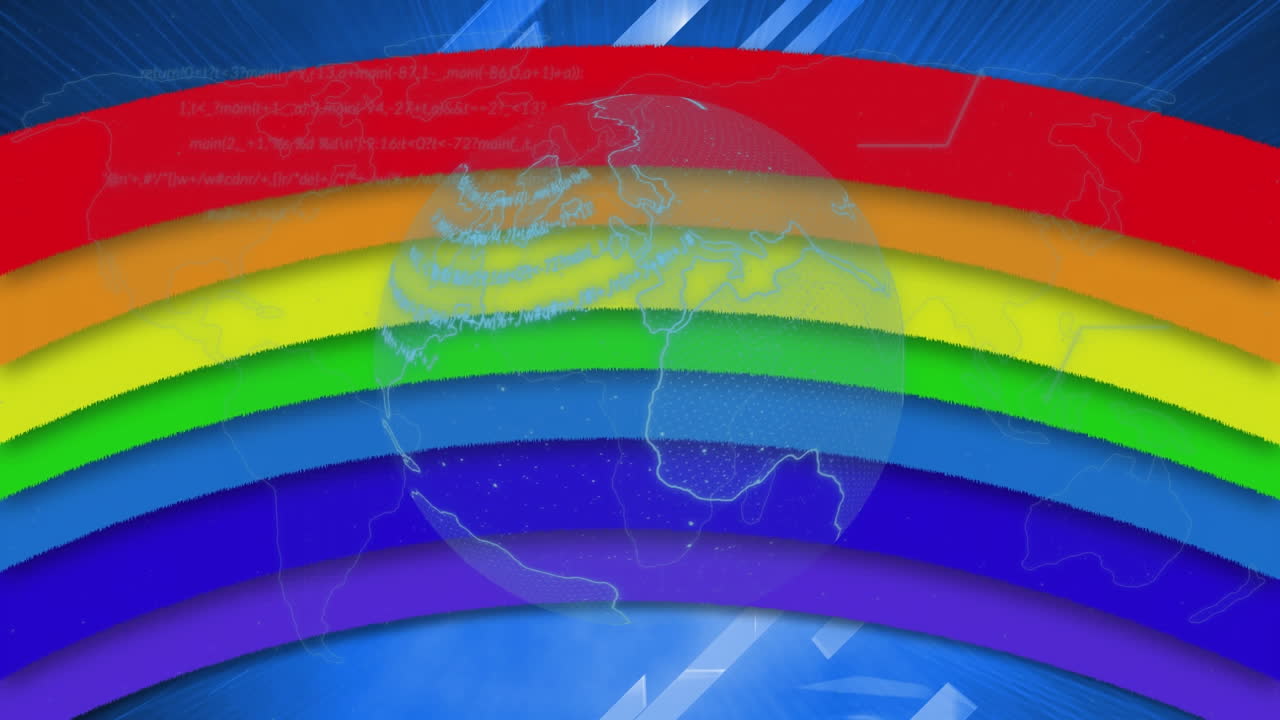 animación del globo girando sobre el arco iris pulsante