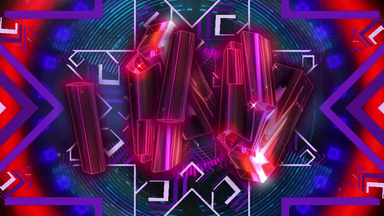 animación de diamantes y círculos digitales sobre fondo negro