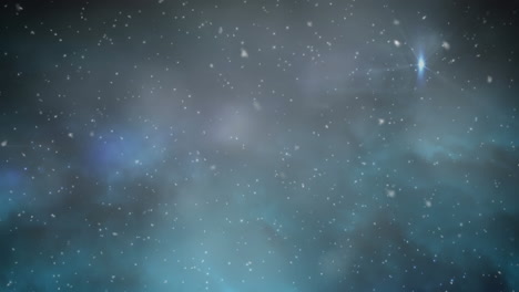 animación de nieve, luces y nubes en el espacio negro.