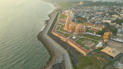 aerial view of a coastal temple in india