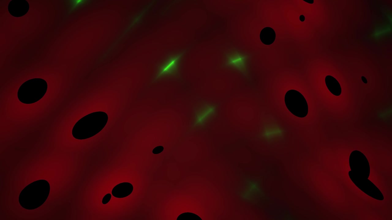 Abstract Motion Background with Red Waves and Floating Black Circles
