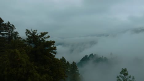 Aerial-shot-of-Shangla-Pass-on-a-foggy-morning-in-Khyber-Pakhtunkhwa,-Pakistan