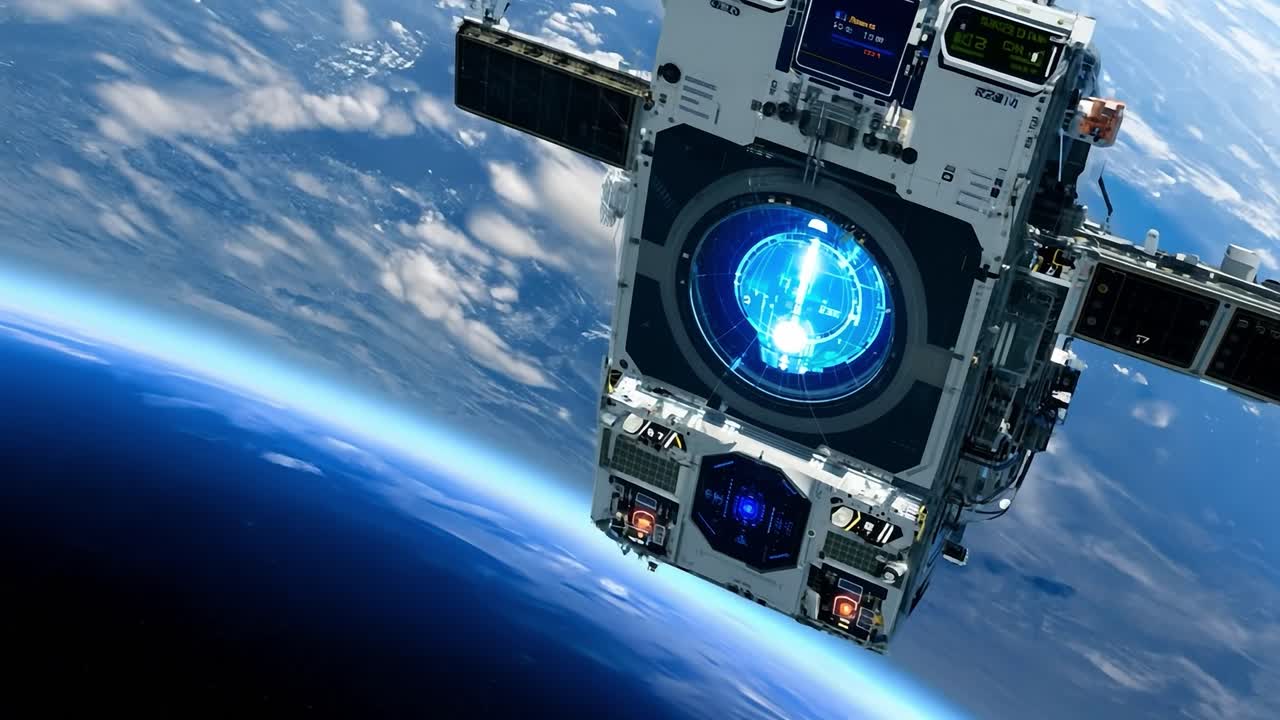 A satellite orbiting Earth