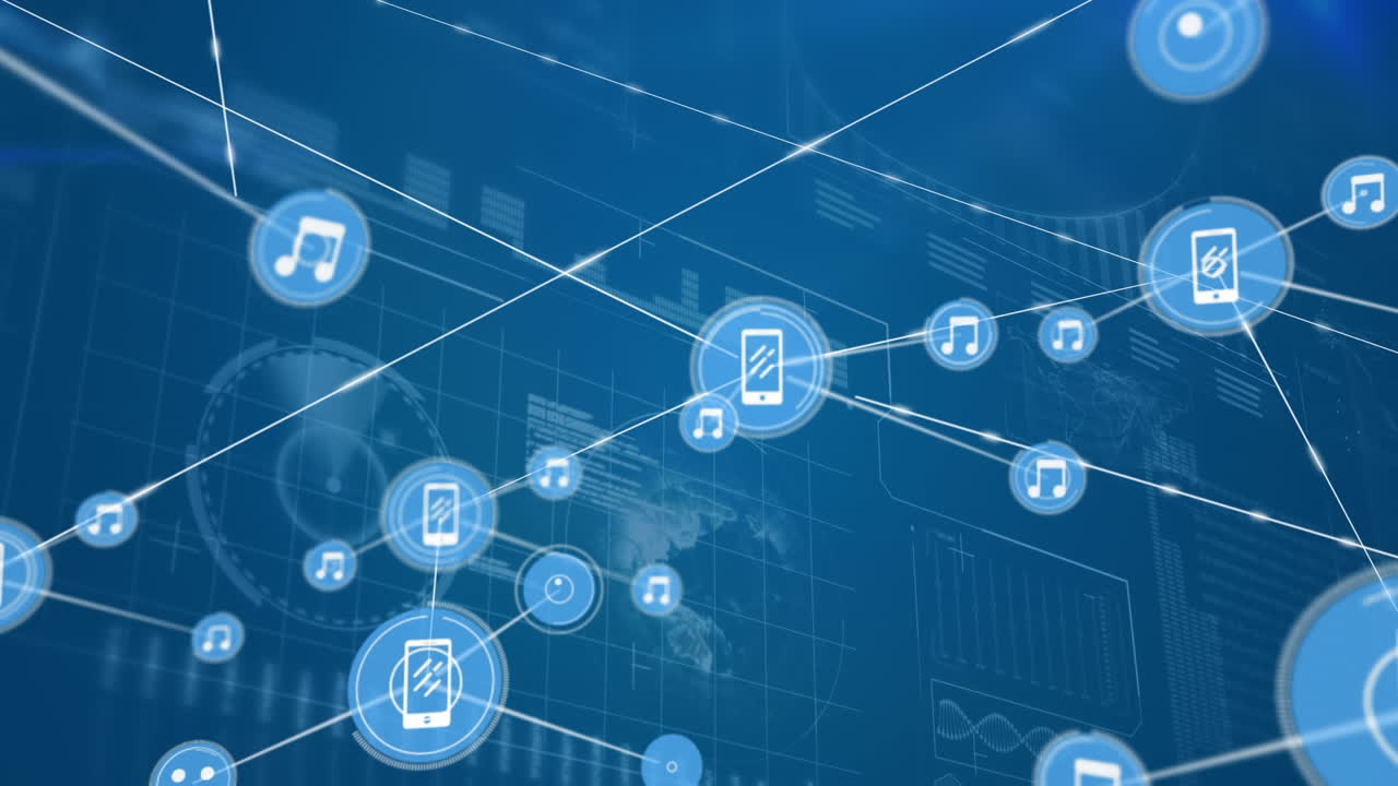 Connectors on blue digital background