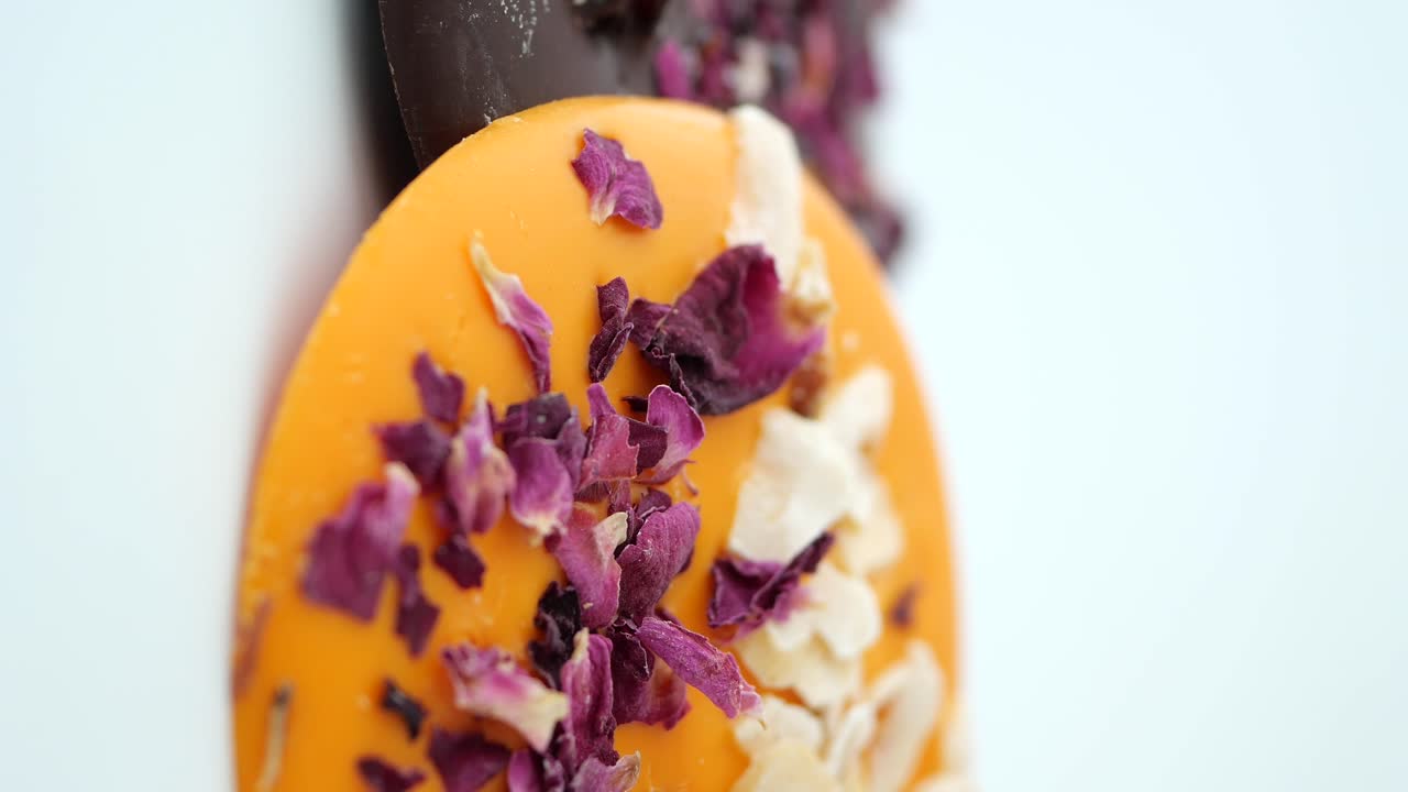 Dessert with rose petals and nuts