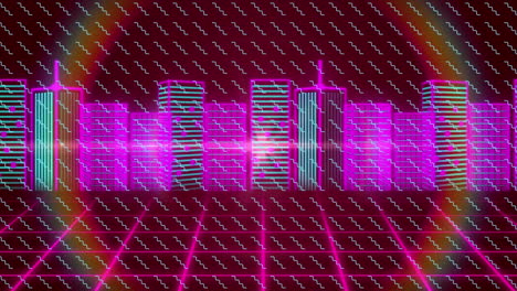 animatie van meerdere zigzags over digitaal stadsbeeld