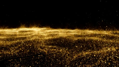 gold sky. abstract stardust smokey wave particles. nano dynamic flow with 3d particles. smoky dynamic wavy effect flow 4k