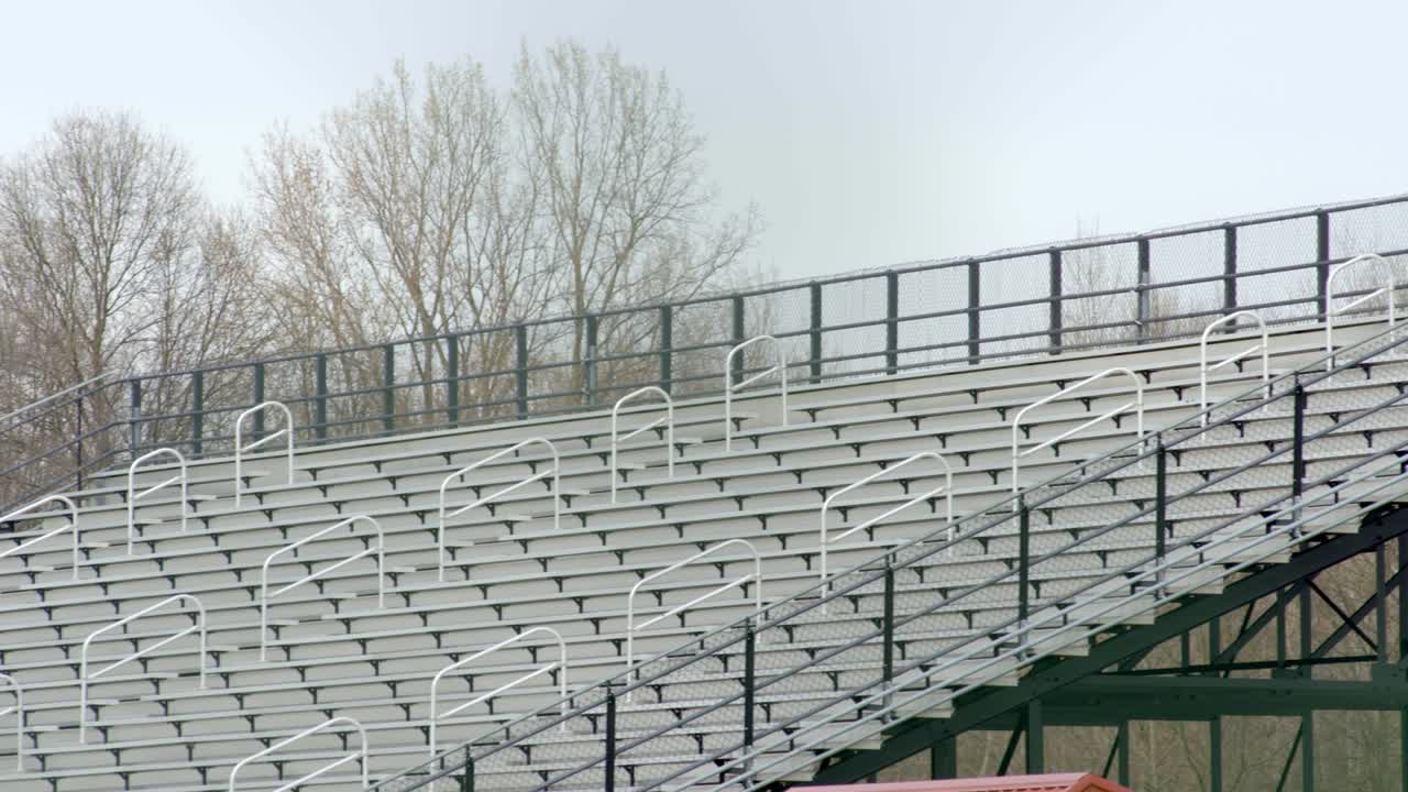 School Stadium Empty Bleachers for Audience