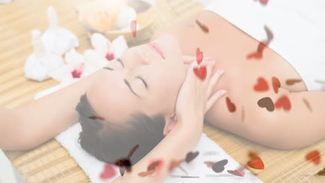 women having massage with hearts falling for valentine day