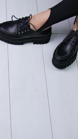 black leather platform oxford shoes