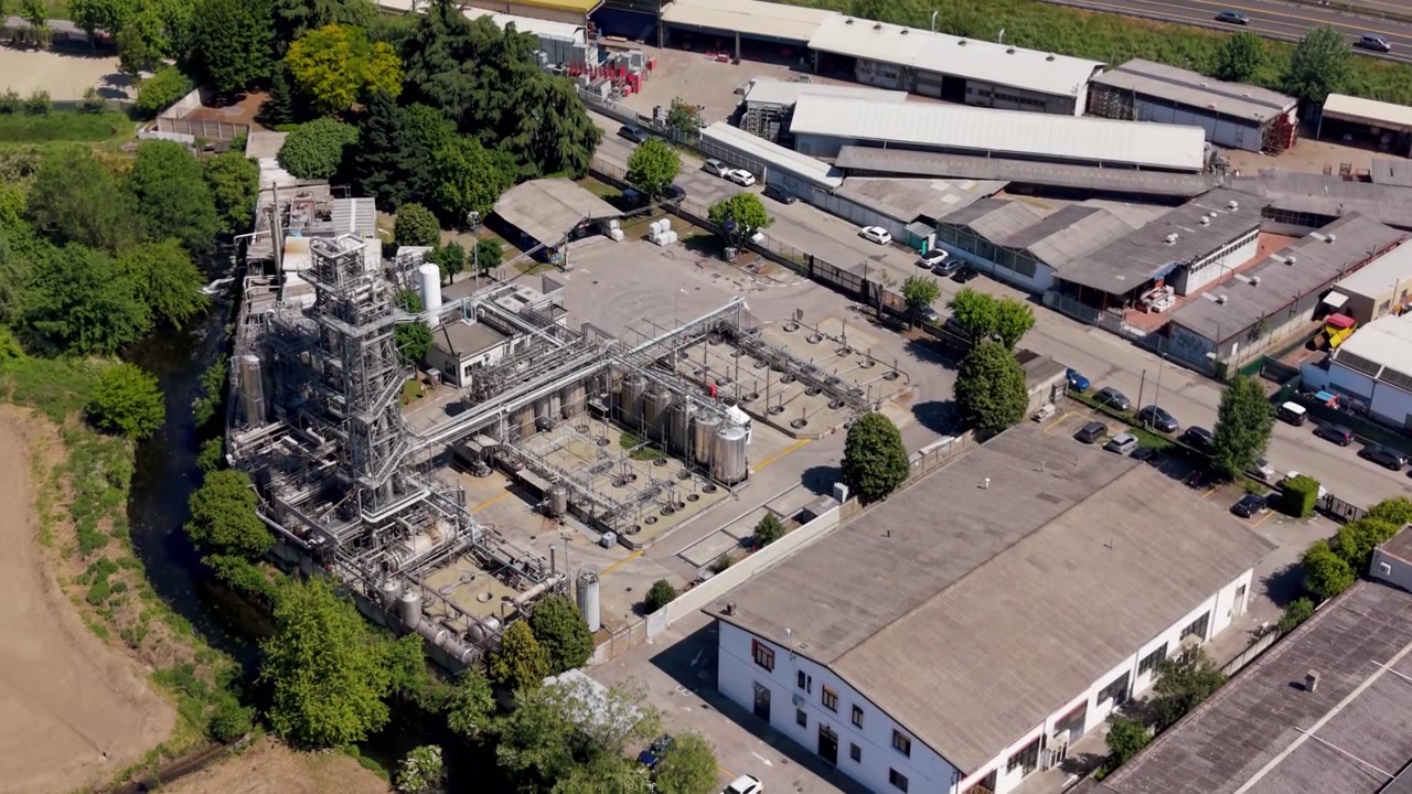 Chemical Plant Industrial Zone Aerial Milan Italy
