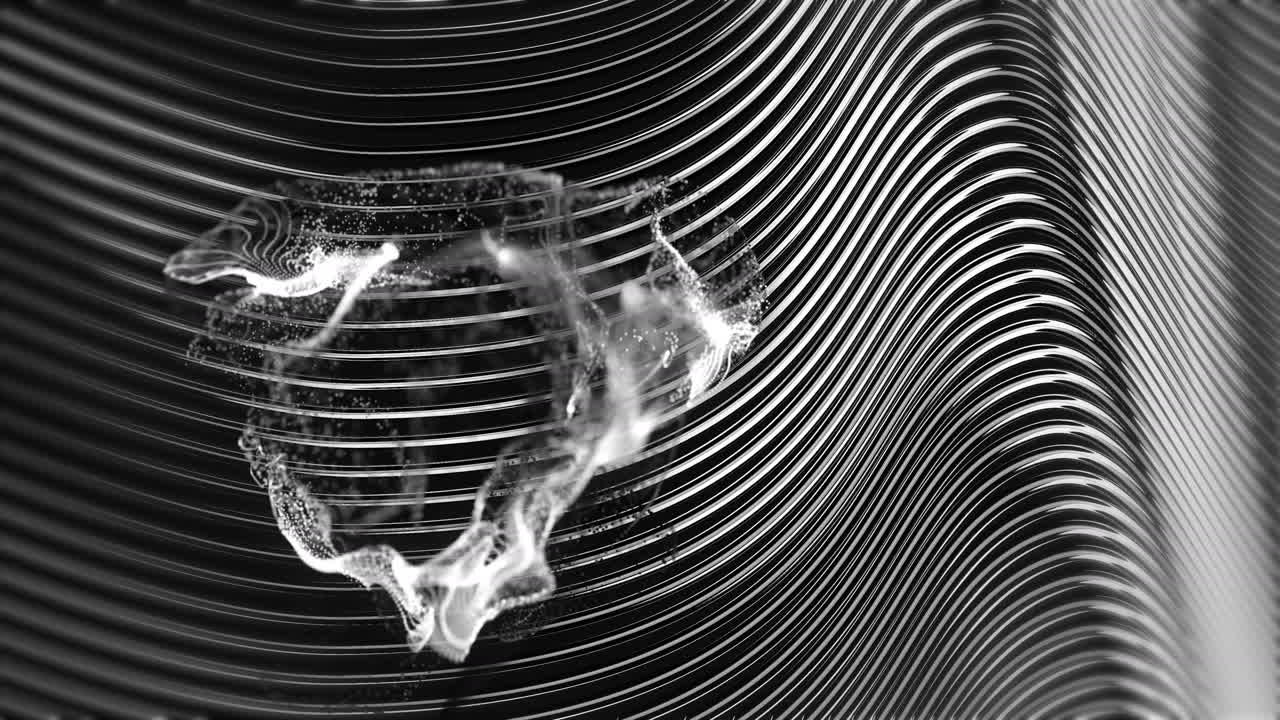 Animation de formes et de lignes blanches sur fond noir