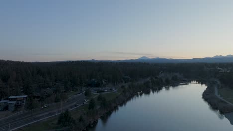 drone shot over the deschutes river in bend, oregon