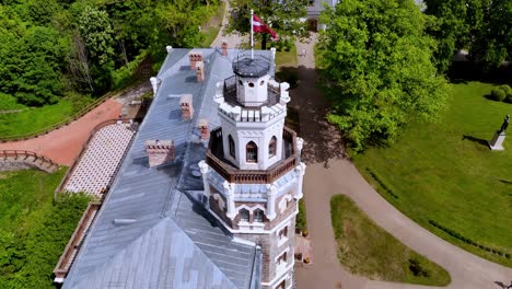 neo-gothic style of sigulda new castle made of stone and bricks in sigulda, latvia