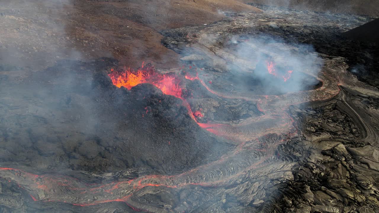 Aerial View of Volcanic Eruption
