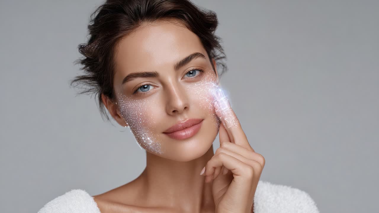 Elegant Beauty Routine: A Model Showcases a Radiant Skincare ...