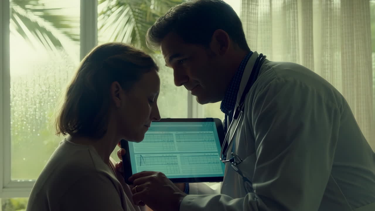Doctor and Patient Reviewing Medical Data on a Tablet