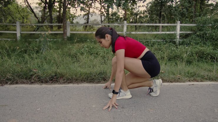 Woman preparing for a run