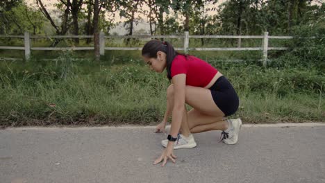 woman preparing for a run
