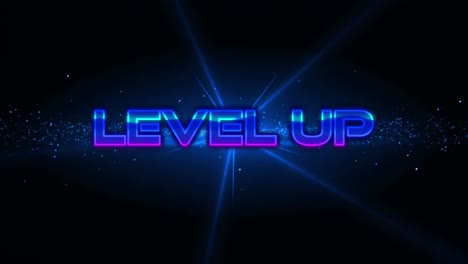 animation of level up text over blue light and wave