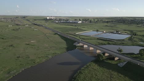 Traffic-on-highway-bridge-over-Vaal-River-at-Villiers,-South-Africa