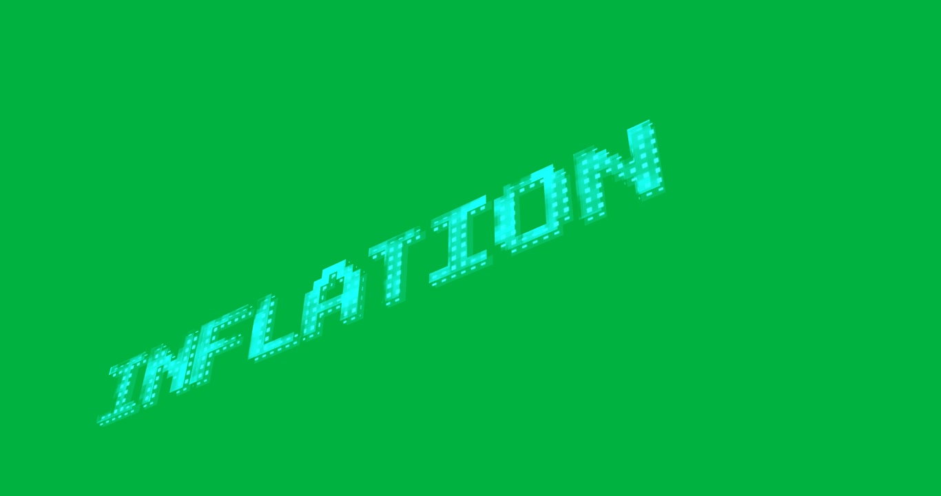 Animation of inflation text on transparent background