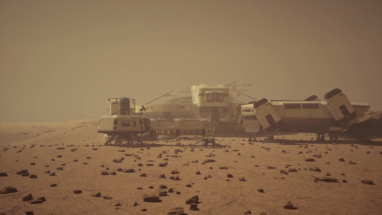 Ingeniør utfører utenomfartøyvedlikehold på utstyr på Mars-overflaten
